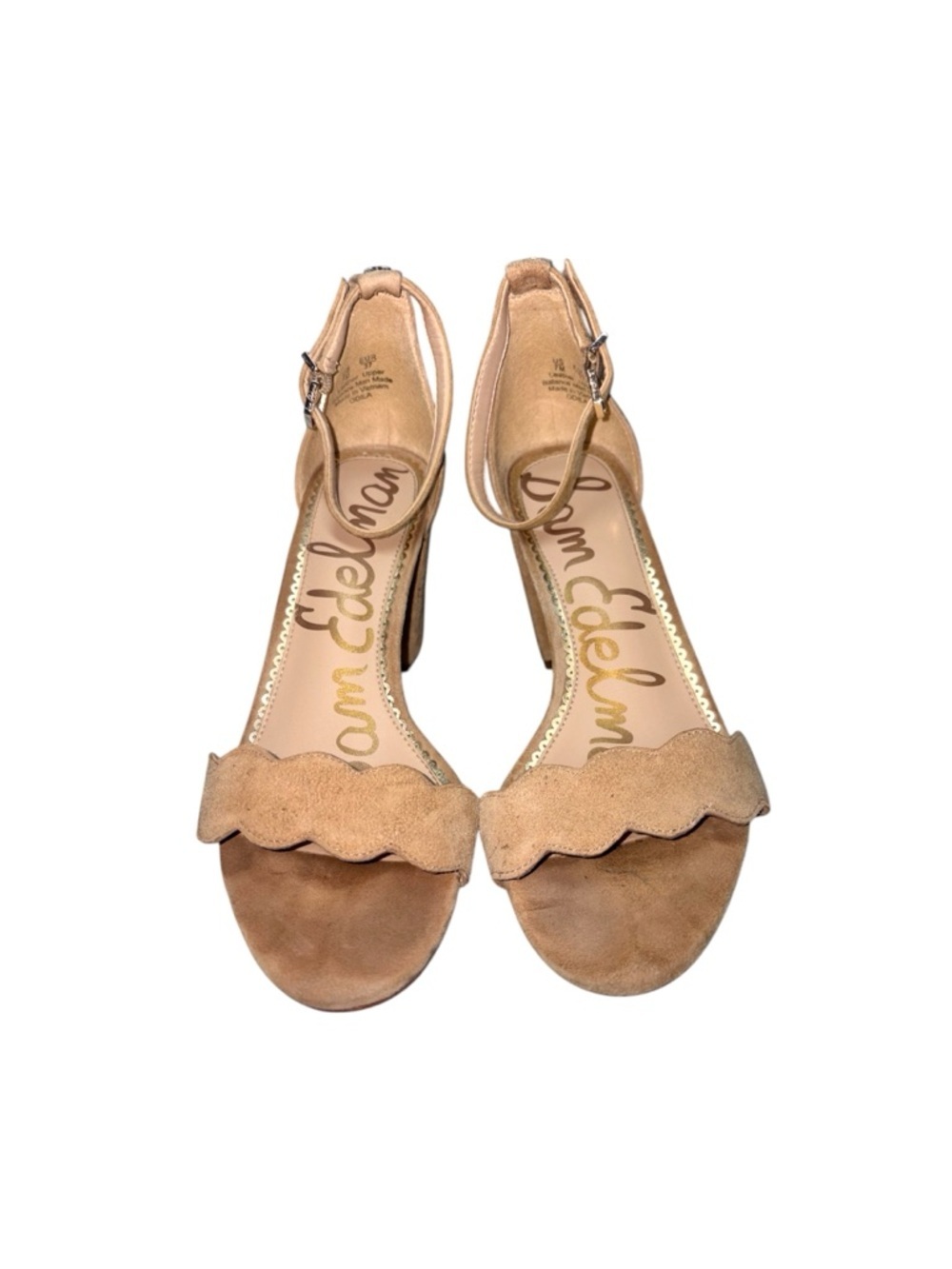 Sam Edelman Odila Camel Suede Leather Upper Block Heel Sandal Women Size 7M - Picture 5 of 12